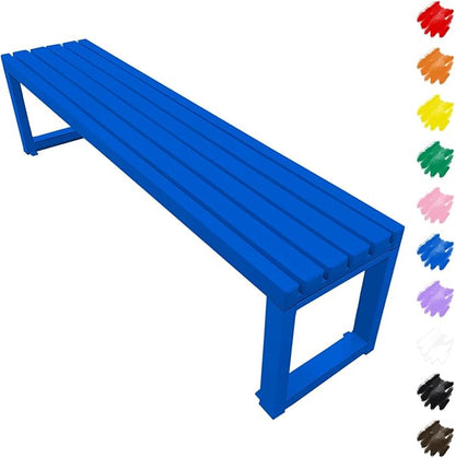 Outdoor Garden Bench 2-Person Metal Benches Patio Bench Weatherproof Park Seat Backless Chair Front Porch Seat Slatted Chair 3.3ft 3.9ft 4.9ft 5.9ft(Blue,4.9ft)