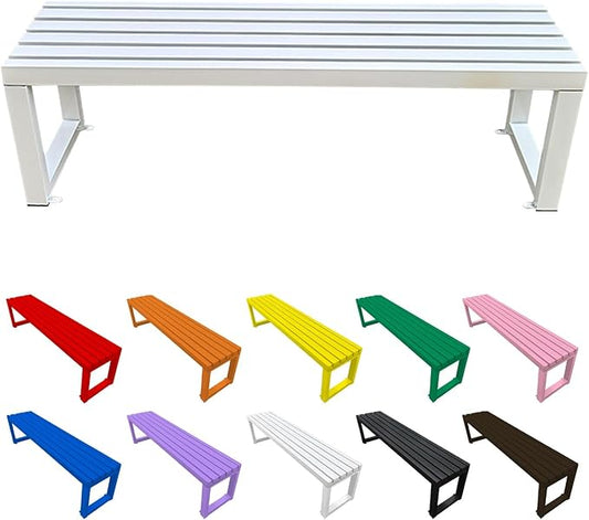 Metal Garden Bench Outdoor Seat 2-Person Patio Benches Park Bench Backless Chair Front Porch Seat 3.3ft 3.9ft 4.9ft 5.9ft Weatherproof Chair for Yard Porch Lawn(White,3.3ft)