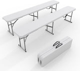 6FT Folding Bench – 2 Pack Plastic Portable Indoor Outdoor Bench Garden Bench with Carrying Handle and Lock – Perfect - Photo 1