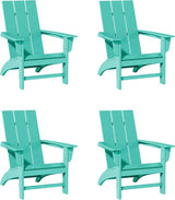 Poly Lumber Adirondack Chairs Set of 4, All-Weather Resistant Outdoor Patio Chairs, Look Like Wood