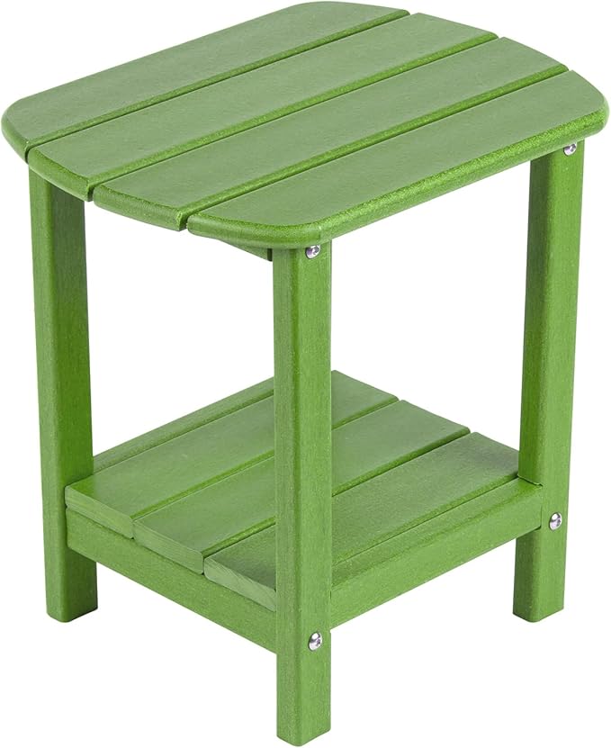 Nalone Adirondack Side Table, 16.5" Outdoor End Table, HDPE Plastic, Small for Patio (Lime) - Photo 1