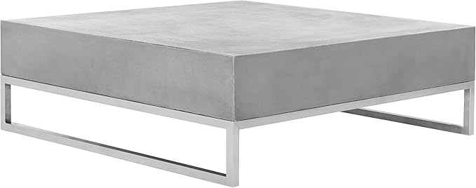 SAFAVIEH Outdoor Collection Eartha Modern Dark Grey Concrete Coffee Table (Fully Assembled) - Photo 4