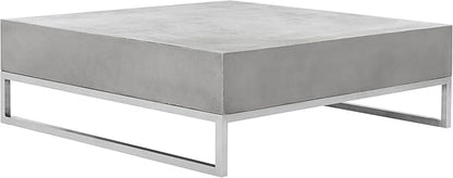 SAFAVIEH Outdoor Collection Eartha Modern Dark Grey Concrete Coffee Table (Fully Assembled)
