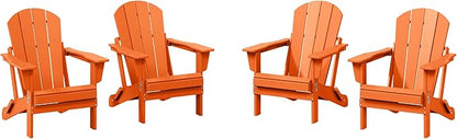WestinTrends Malibu 4-Piece Set Outdoor Folding Poly Adirondack Chair, Orange