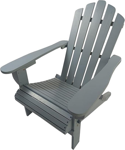 Outdoor or Indoor Wood Adirondack Chair, Foldable, Grey