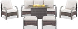 Belord 6 Pieces Patio Furniture Set with Fire Pit Table - 50000 BTU Propane Fire Pit, 2 Single Leisure Chairs - Photo 1