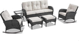Belord Patio Rocking Chairs Furniture Set of 6, Outdoor Wicker Furniture Sets with Wicker Rocker - Photo 2