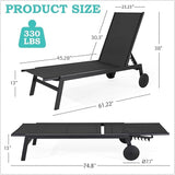 EROMMY Outdoor Lounge Chairs Set of 2 with Wheels – Adjustable Backrest Chaise Lounge - Photo 2