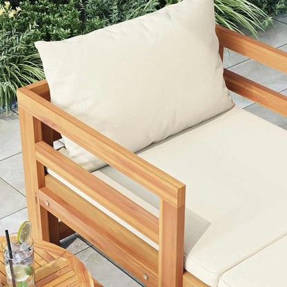 Solid Acacia Wood Patio Sun Lounger with Cushion - Durable Outdoor Sunbed for Garden, Stable Hardwood Furniture for Relaxation and Leisure Time