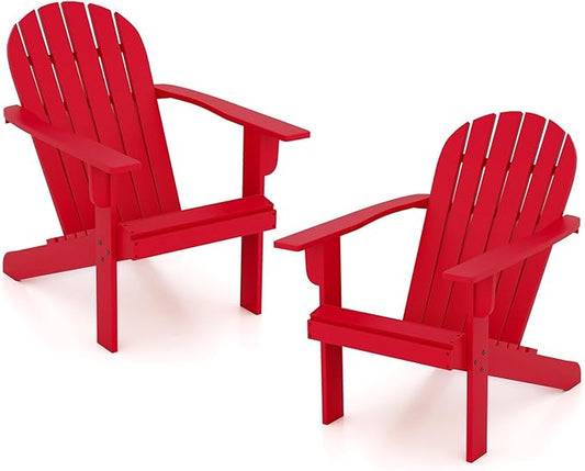 Giantex Acacia Wood Adirondack Chair Set of 2, Outdoor Fire Pit Chair with 105° Inclined Seat, High Backrest, 4" Wide Armrests, Patio Lounge Chair for Outside, Lawn, Backyard, Garden, Deck, Porch