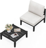 SERWALL HDPE Patio Furniture Set, 2 Pieces Outdoor Sectional Sofa Set - Photo 1