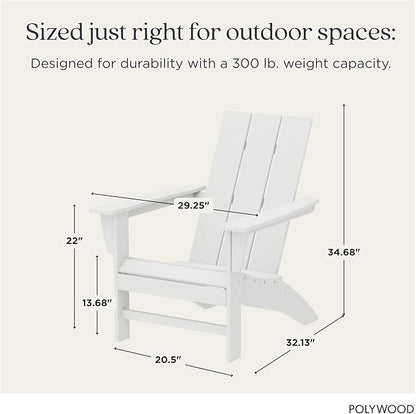 POLYWOOD Modern Adirondack Chair – All-Weather Outdoor Lawn Adirondack Chairs – HDPE, Fade-Resistant & Durable Outdoor Furniture – For Patio, Deck & Fire Pit Chairs – White