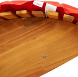 Rocking Sun Lounger with Thick Red Cushion 60.6"x23.6"x29.1" Solid Acacia Wood Outdoor Chaise Lounge - Photo 9