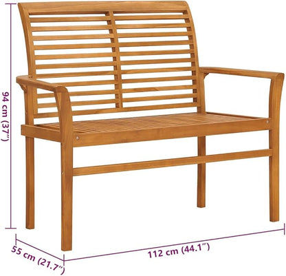 Garden Bench Deck Bench Patio Bench with Beige Cushion 44.1" Solid Teak Wood