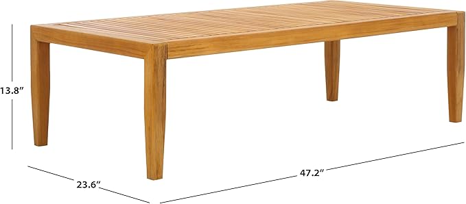 SAFAVIEH Couture Outdoor Collection Samoa Natural Brown Brazilian Teak Solid Wood Patio Coffee Table - Photo 3