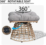 2 Pieces Swivel Outdoor Ottomans for Patio Foot Rest, PE Rattan Wicker Ottoman with Cushions - Photo 2