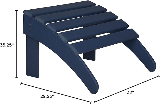 WO Home Furniture Adirondack Chair Outdoor Ottoman Set of 2 PCS Classic Patio Furniture (Navy Blue)
