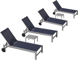 PURPLE LEAF Patio Chaise Lounge Set for 4 Outdoor Pool Lounge Chairs with Adjustable Backrest and Side Tables Aluminum - Photo 1