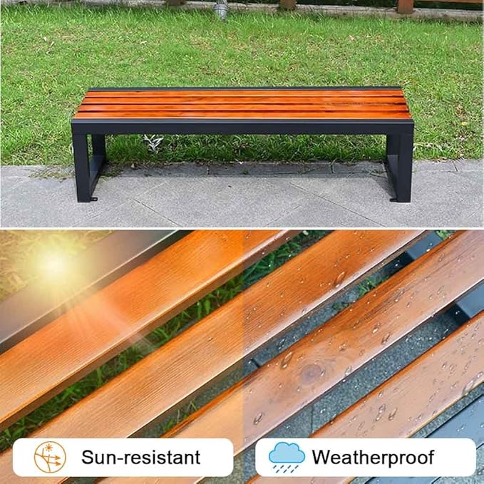 Porch Benches Outdoor Patio Seating Weatherproof Garden Bench 31" Metal Frame Park Bench for Yard Patio Entryway Outside(Black,Length 71")