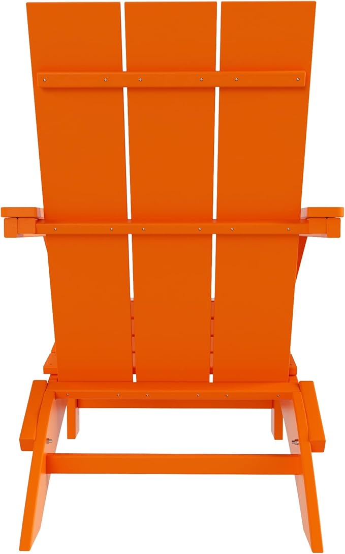 WO Home Furniture HDPE Adirondack Chair Folding Poly Lumber All Weather UV/Fade Resistant Heavy Duty for Patio, Backyard, Balcony, Garden, Lawn (Orange)…
