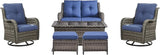 Patio Furniture Swivel Chairs Set - 6 Piece Wicker Rattan Outdoor Sectional Conversation Sets with 2 Swivel Rocking - Photo 1