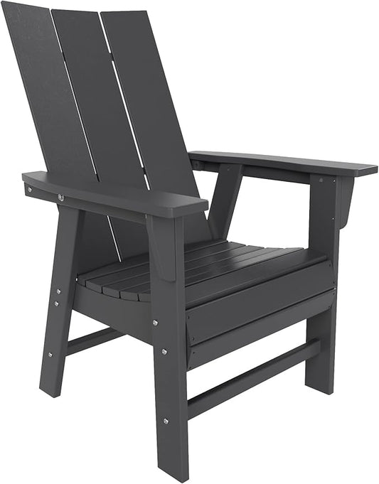 WO WESTIN OUTDOOR HDPE Shoreside Modern Curveback Adirondack Dining Chair,Gray