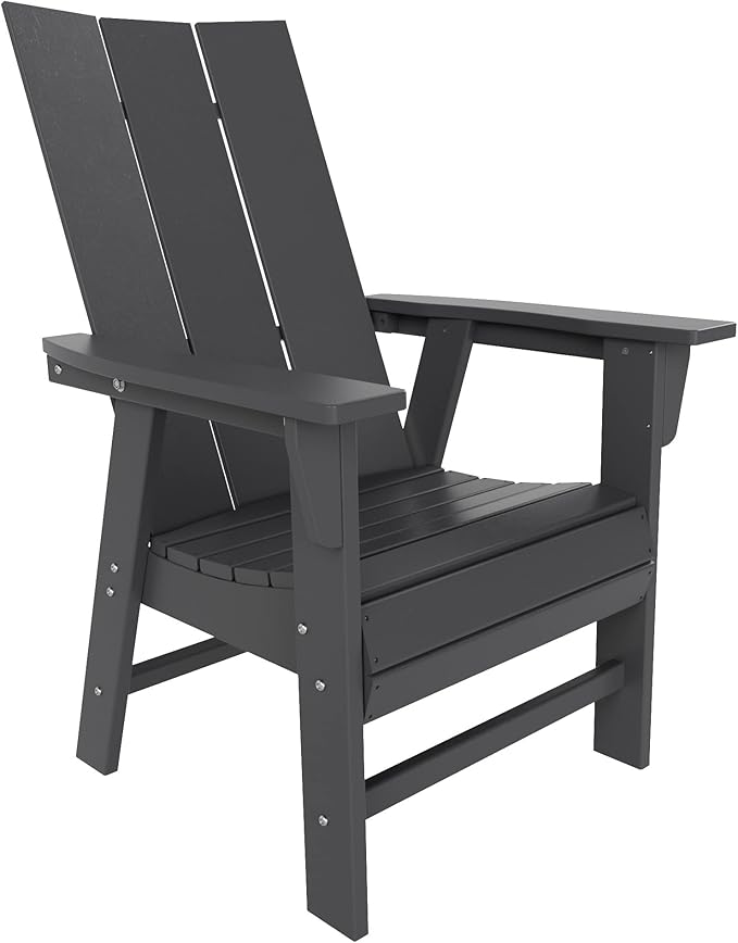 WestinTrends Ashore Outdoor Patio HDPE Plastic Modern Adirondack Dining Chair Gray