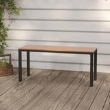 Garden Bench Brown Steel Outdoor Seating 43.3 x 43.3 x 17.7 in 330 lb Capacity Vintage Look Patio Porch Park Seat Matte - Photo 1