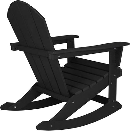 WO WESTIN OUTDOOR HDPE Laguna Outdoor Rocking Poly Adirondack Chair, Black