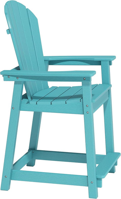 Tall Adirondack Chairs, Outdoor Bar Height Chair for Patio, Heavy-Duty Tall Adirondack Chair, Weatherproof HDPE Chairs for Deck, Poolside, Lake Blue