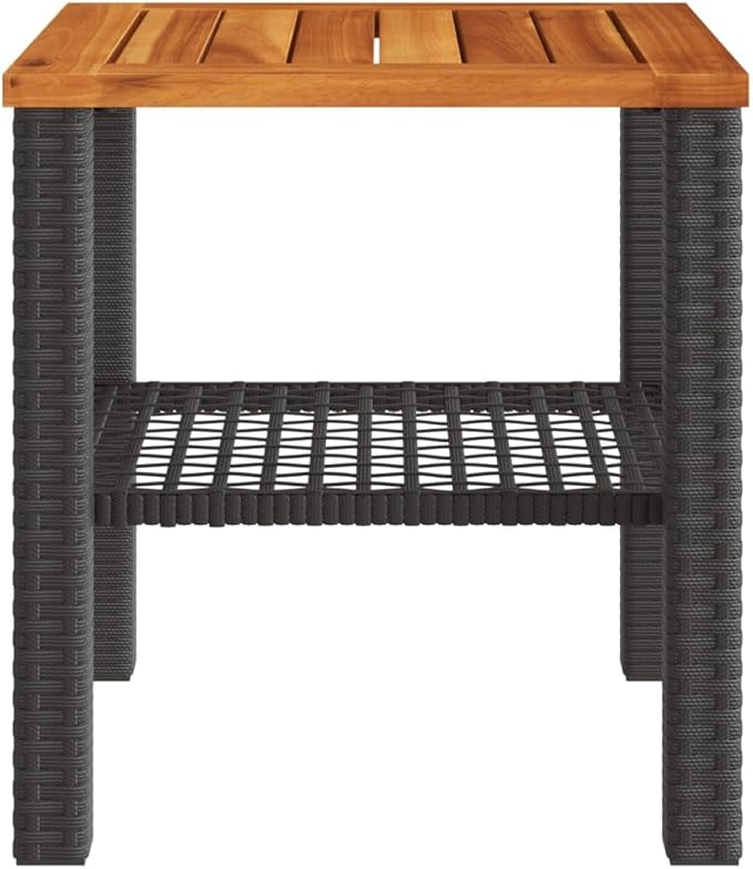 Small Square Garden Table, Outdoor Patio Side Table with Poly Rattan and Steel Frame - Photo 6