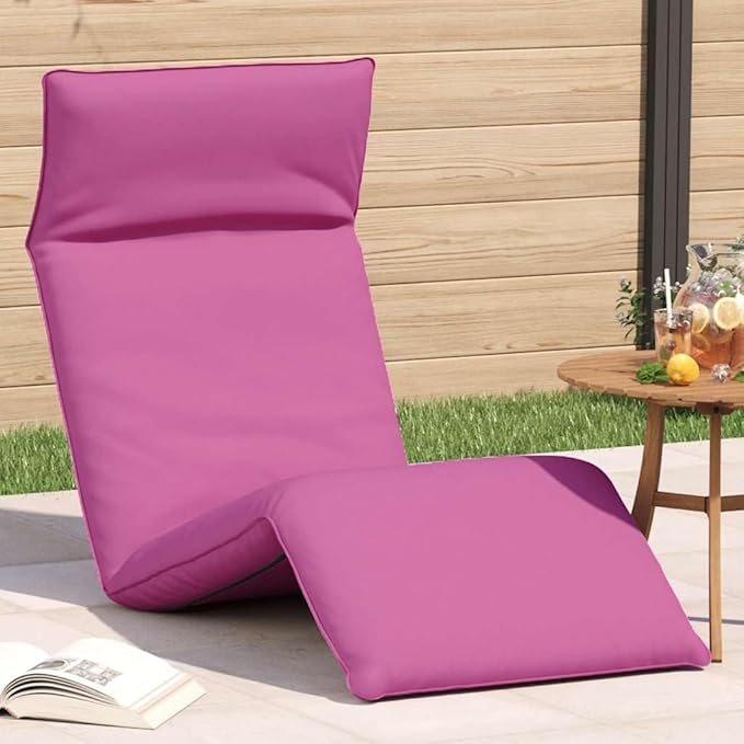 Pink Folding Sun Lounger 175x54x8.5 cm Outdoor Chaise Lounge with 5 Reclining Positions, Lightweight Portable Beach Lounge Chair for Garden Patio Poolside and Travel