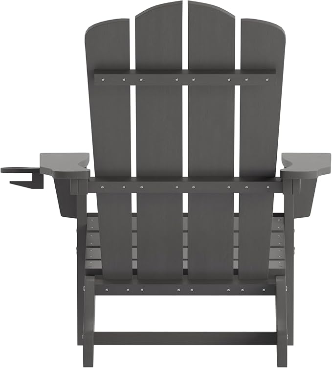Flash Furniture Newport Adirondack Chairs with Cup Holders, Weather Resistant Poly Resin Adirondack Chairs, Set of 4 - Photo 8