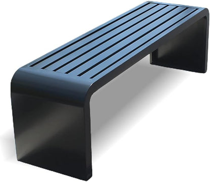 ARMERI Outdoor Backless Bench, Weatherproof Outdoor Bench, Metal Garden Patio Porch Bench 100/120/150/180cm for Lawn, Balcony, Front Door, Outdoor,Black,180x40x45cm