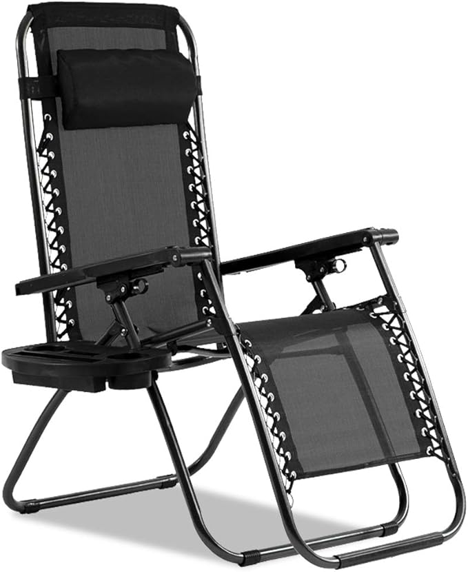 Heavy Duty Zero Gravity Lounge Chair - 350lbs Patio Recliner Pillow & Cup Holder - Photo 1