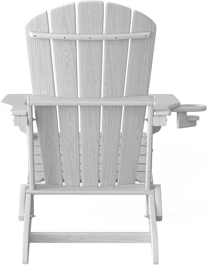 Plawdlik Folding Adirondack Chair Set of 6 with Cup Holder, Wooden Textured - Photo 9