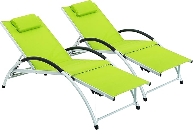 Sundale Outdoor Adjustable Patio Chaise Lounge Set of 2, 6 Position Lounge Chair - Photo 1
