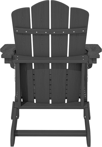 KINGYES Folding Adirondack Chair Set of 2, HDPE All-Weather Folding Adirondack Chair, Grey