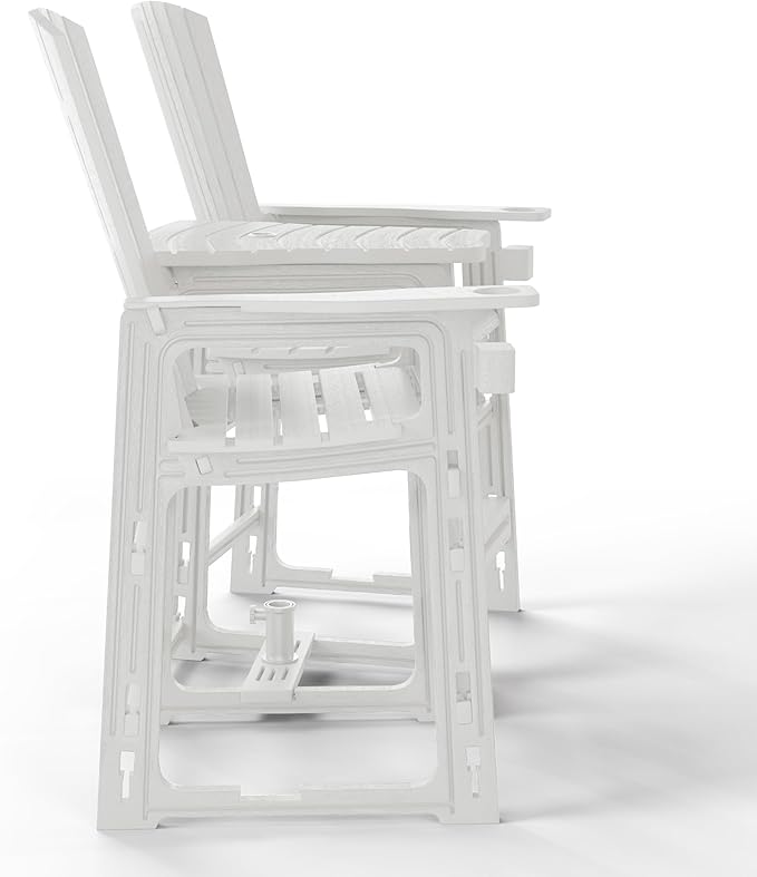 WestinTrends Azura Outdoor Tall Adirondack Chairs with Connecting Table Tray (Set of 2), White