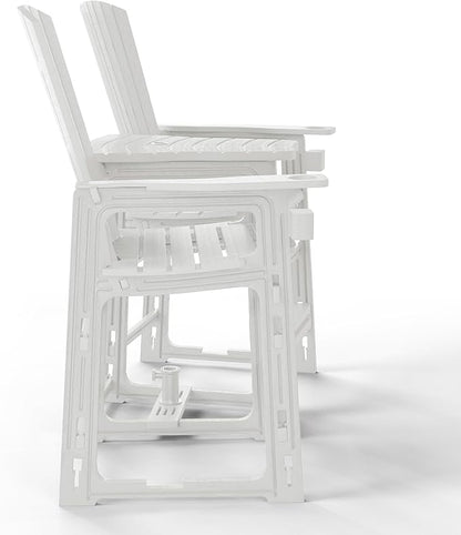 WestinTrends Azura Outdoor Tall Adirondack Chairs with Connecting Table Tray (Set of 2), White