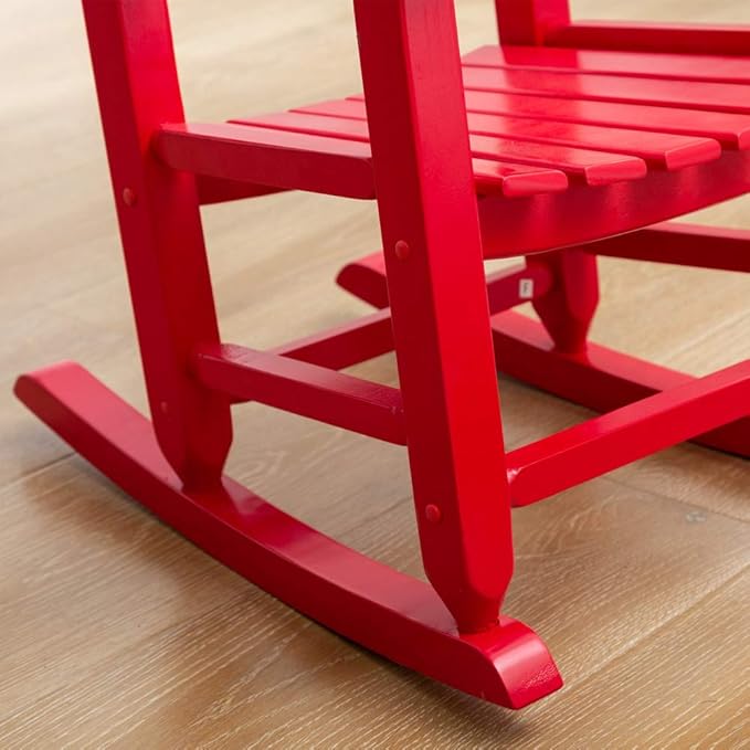 Toddler Rocking Chair Kids Child Wooden Small Baby Comfy Rocker Chairs Furniture for Nursery Bedroom Livingroom Outdoor Reading Room, Ages 3-6, Red