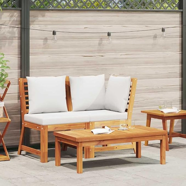 3-Piece Garden Lounge Set with Cream Cushions and Acacia Wood, Outdoor Furniture for Patio Balcony - Photo 1