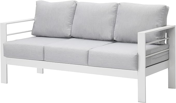 Wisteria Lane Patio Furniture Aluminum Sofa, All-Weather Outdoor 3 Seats Couch - Photo 1