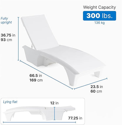 Step2 Vero Adjustable Back in-Pool Lounger with Storage, Pool Chair, Weighted, White