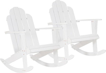 Jayde White Solid Wood Outdoor Adirondack Rocking Chair Set of 2 by Linon