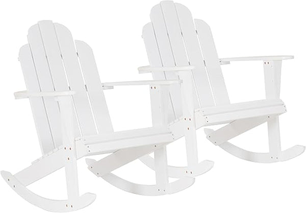 Jayde White Solid Wood Outdoor Adirondack Rocking Chair Set of 2 by Linon - Photo 1