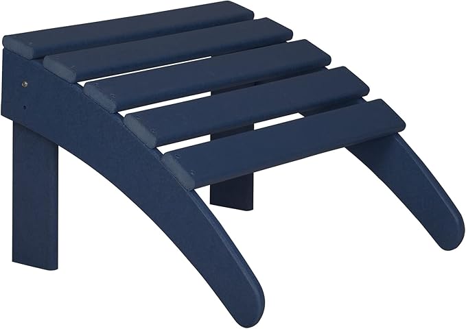 WO Home Furniture Adirondack Chair Outdoor Ottoman Set of 2 PCS Classic Patio Furniture (Navy Blue)