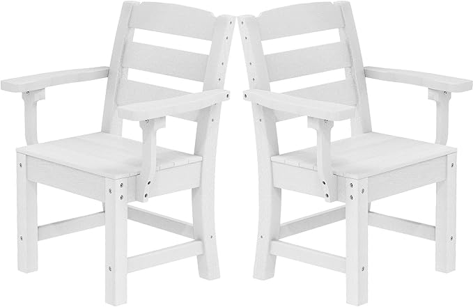 YITAHOME HDPE Chairs Set of 2, Sturdy Patio Chair w/Max Bearing 330 LBS, All-Weather Outdoor Patio Chairs for Terrace - Photo 1