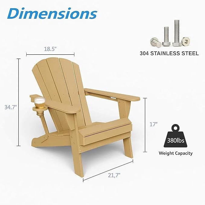 GLANC Folding Adirondack Chair Set of 2 - Photo 3