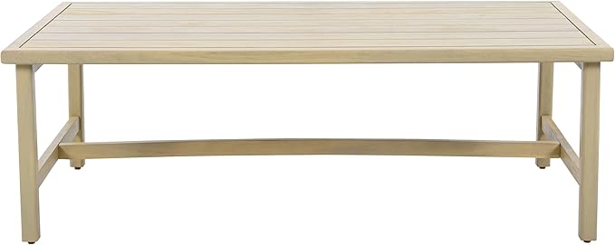 Christopher Knight Home Teras Patio Acacia Wood Coffee Table, Solid Wood Outdoor Table for Patio Furniture Set, Slat Panel Rectangular Top, Light Teak